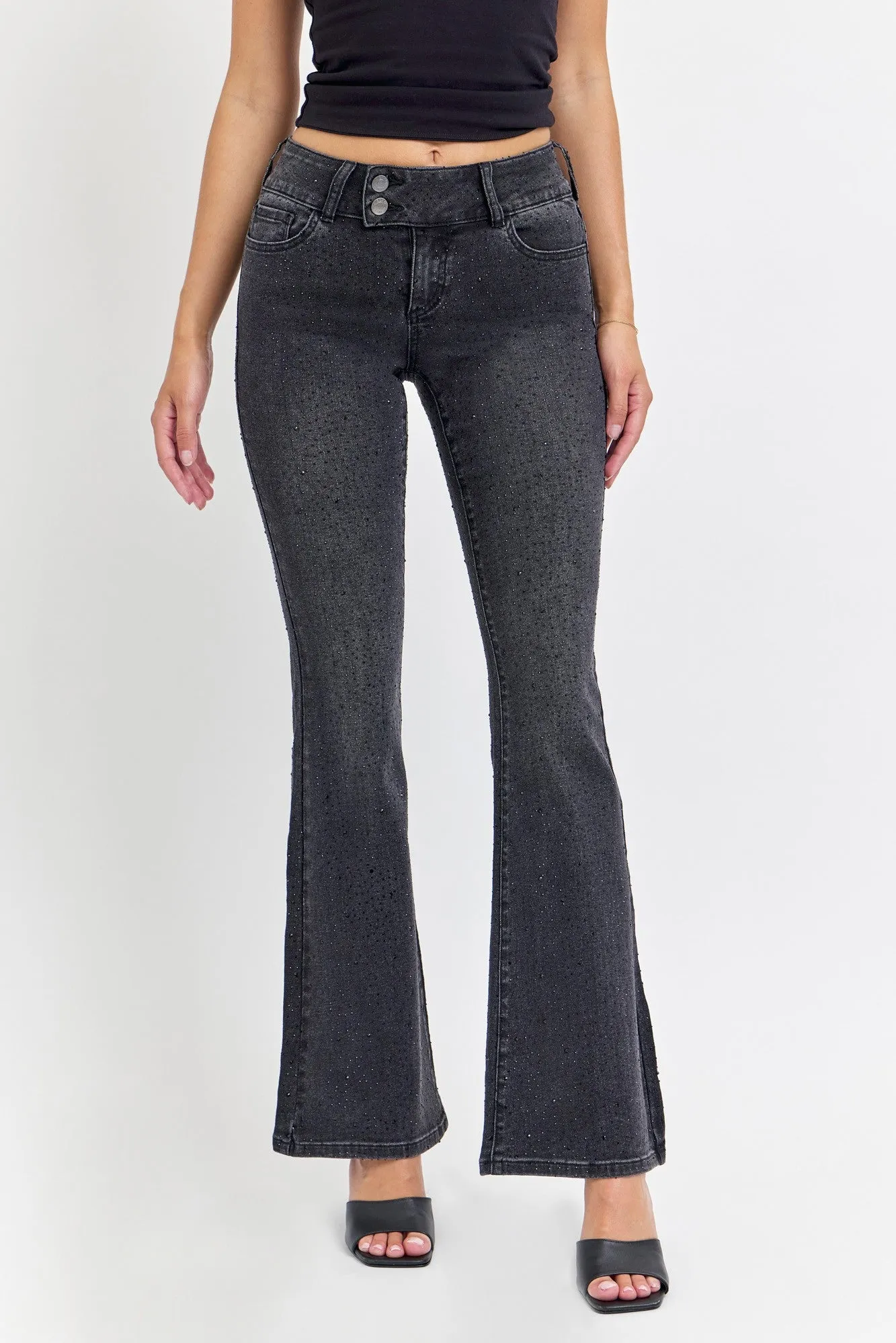 CITY LIGHTS RHINESTONE FLARE JEANS