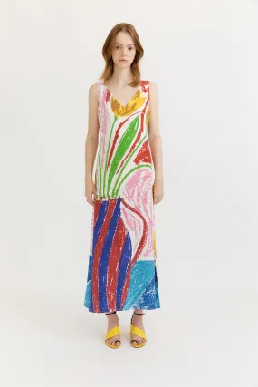 CLEMENTINE V-NECK MAXI DRESS- PLACEMENT PRINT