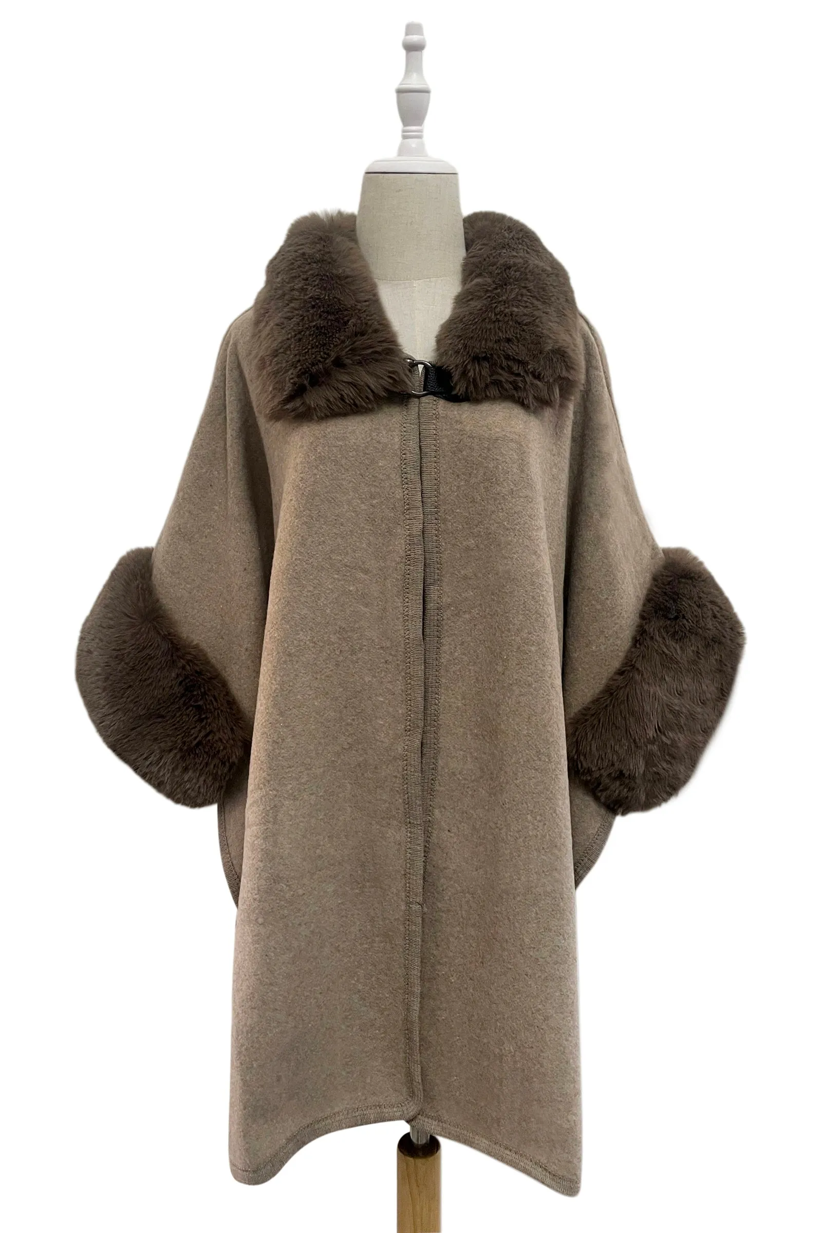 Cosy Faux Fur Trim Buckle Wool Jacket