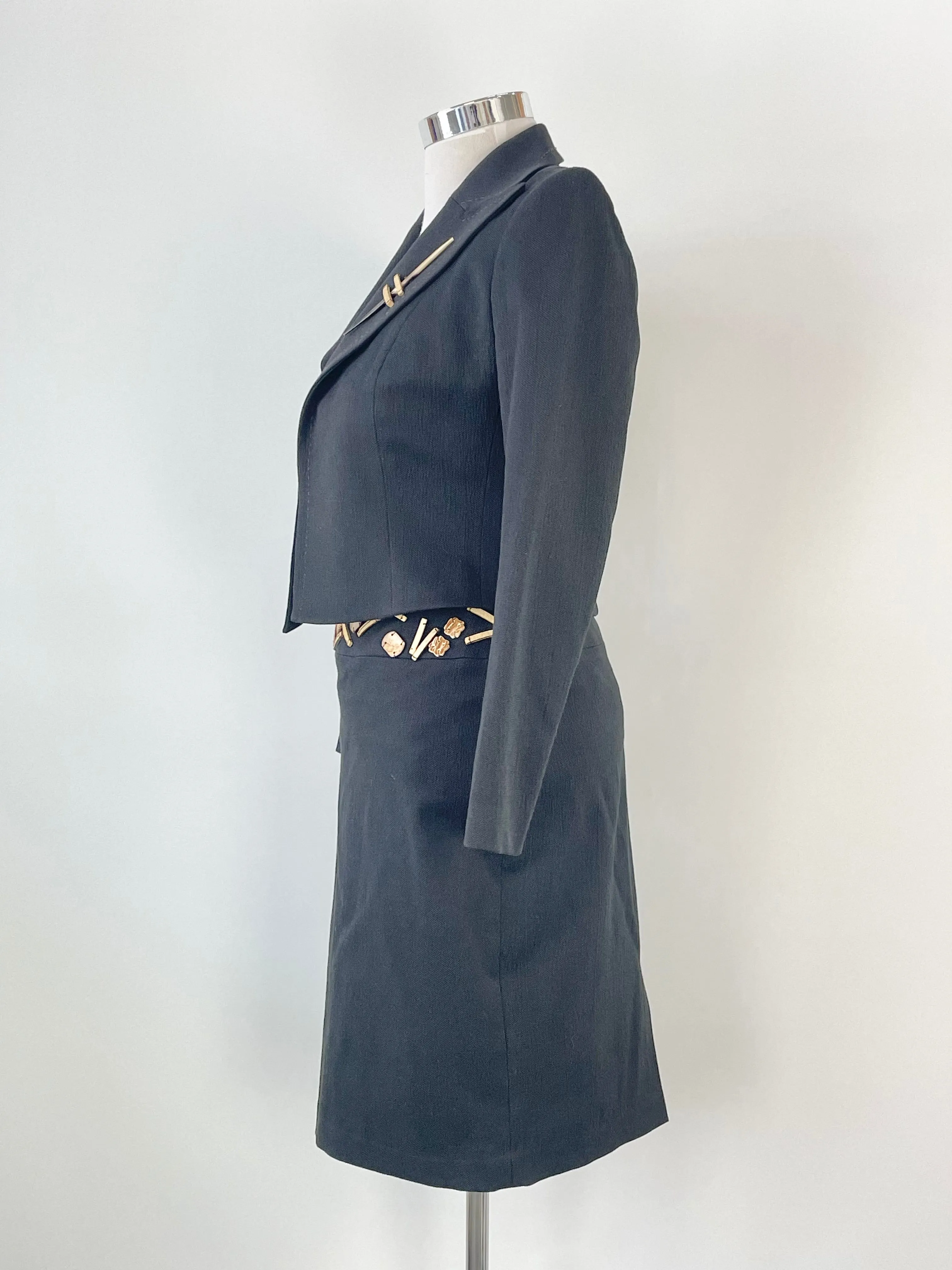 Covers Australia Black Cropped Blazer & Skirt 2pc Set - AU10/12