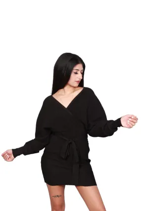 Cross Over Open Back Knit Dress