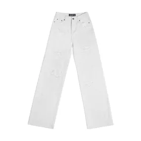 Dancer Group Wandering Wide Leg White Jeans