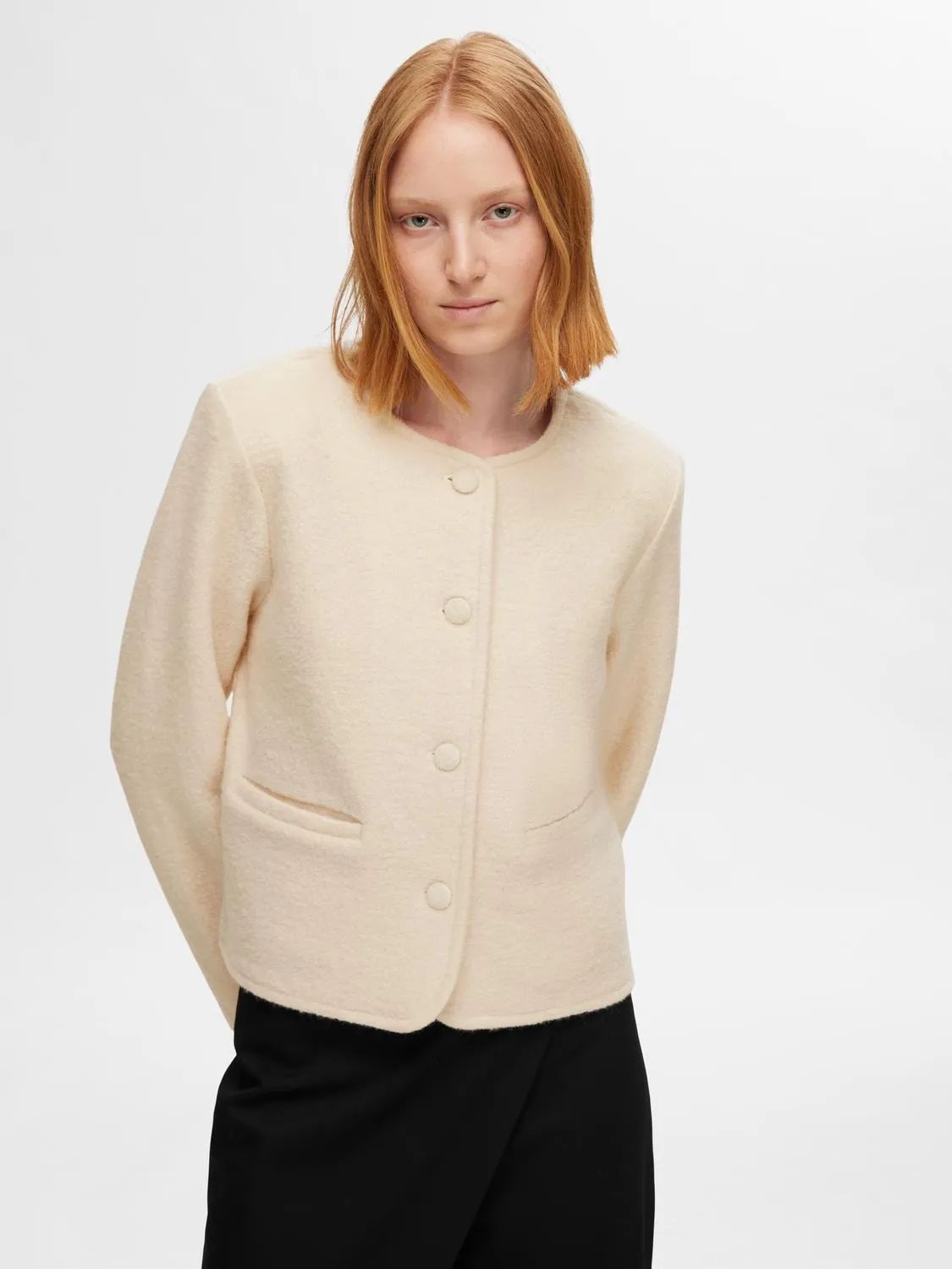 Darla Ls Knit Short Cardigan - Birch