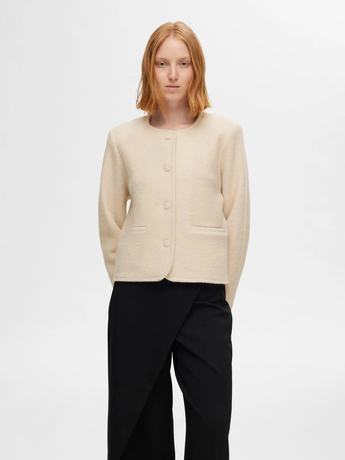 Darla Ls Knit Short Cardigan - Birch