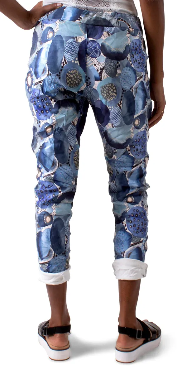 Decorated Circle Tie Waist Faux Suede Pants