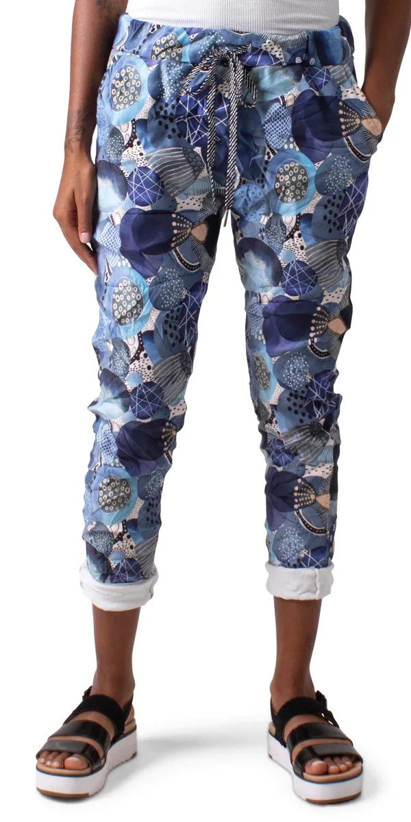 Decorated Circle Tie Waist Faux Suede Pants