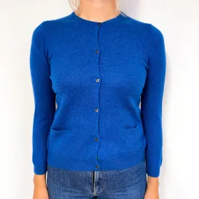 Deep Ocean Blue Cashmere Crew Neck Cardigan Small