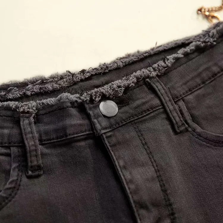 Denim Pants Women Black High Waist Slim Fit Pencil Fitted Korean Look All-Matching Stretchable Pants