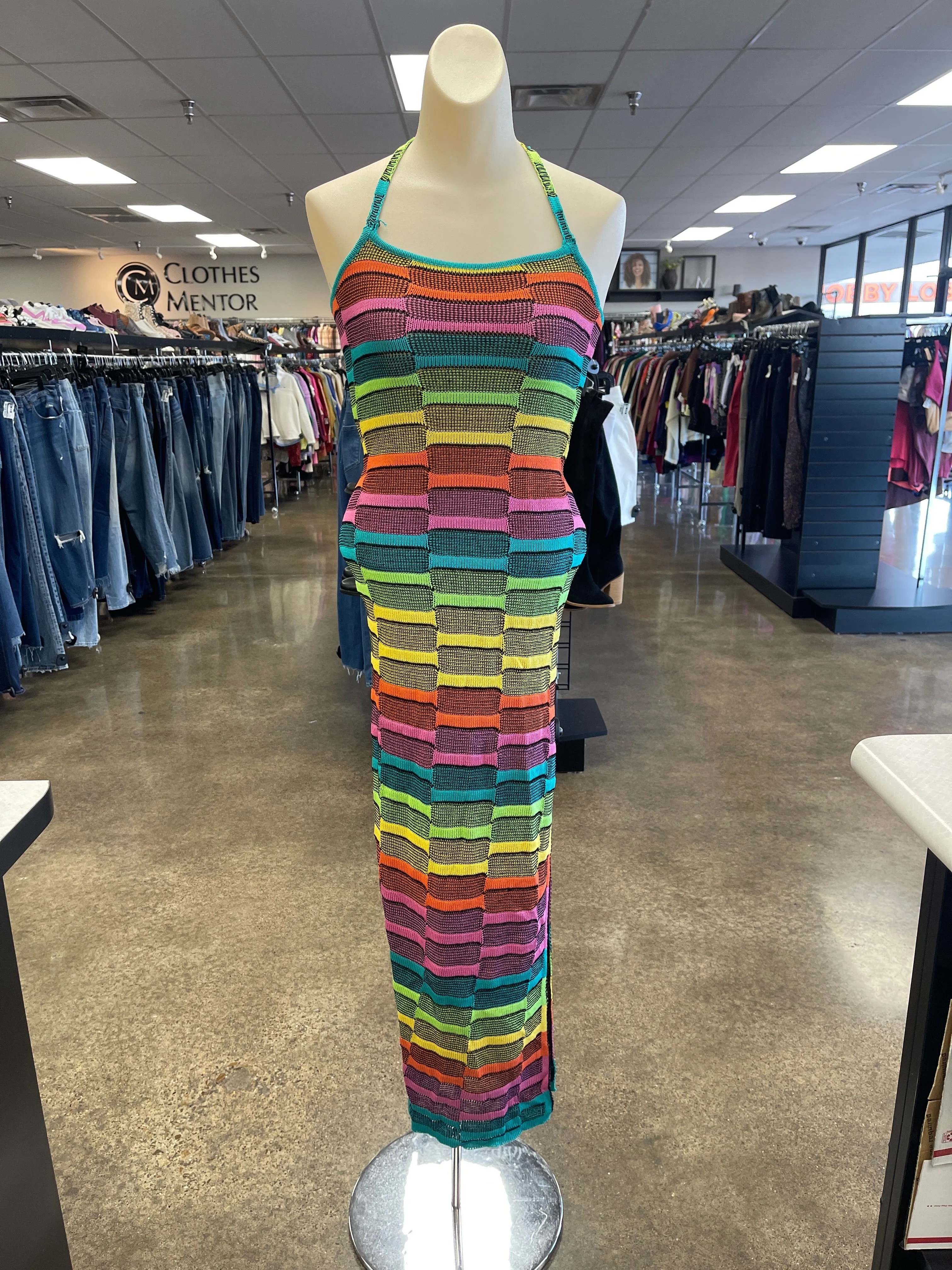 Dress Casual Maxi By Fashion Nova In Rainbow Print, Size:S