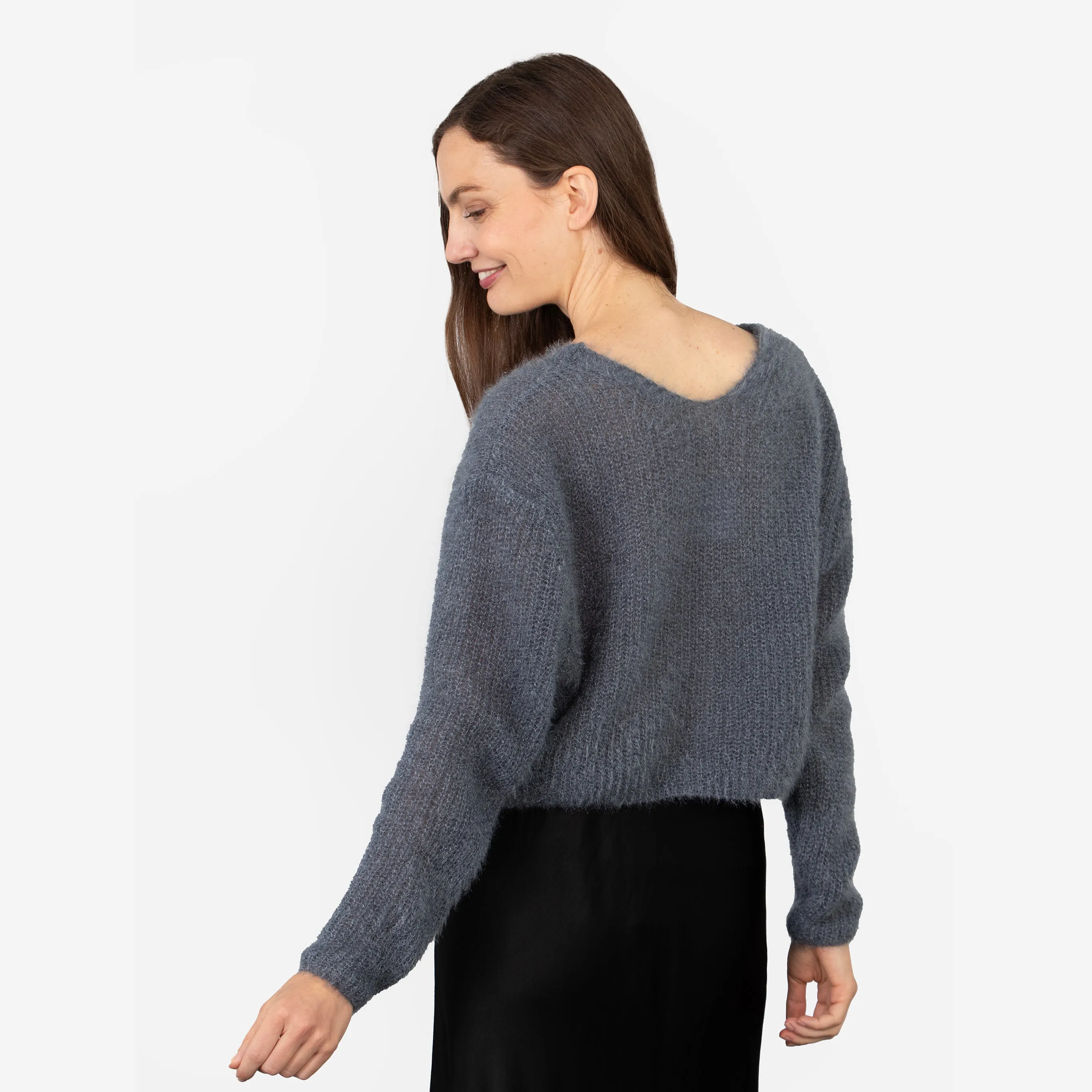 Effy Button Up Cardigan - Dusty Blue