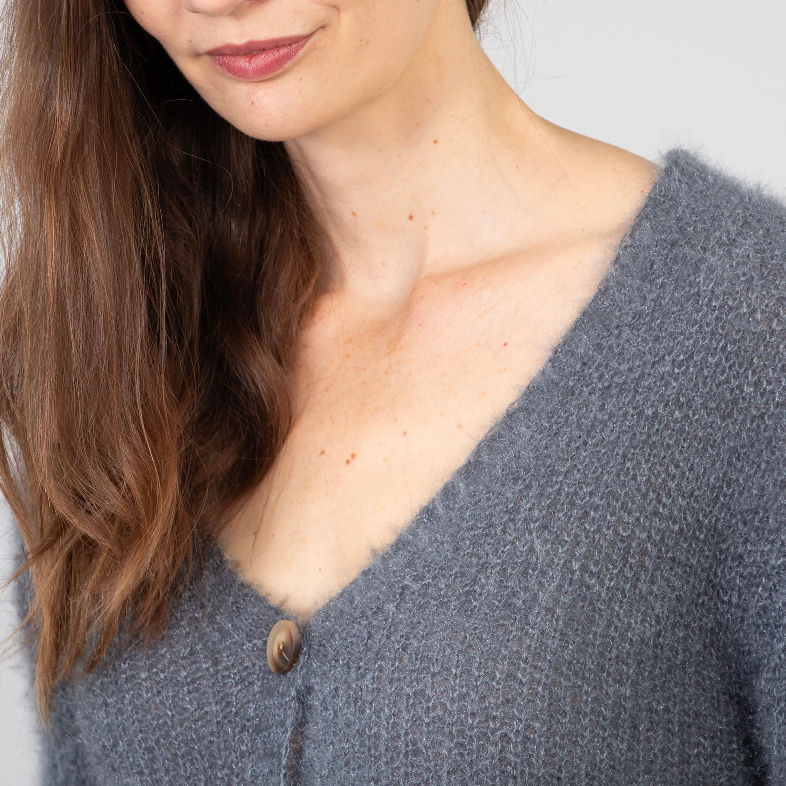 Effy Button Up Cardigan - Dusty Blue