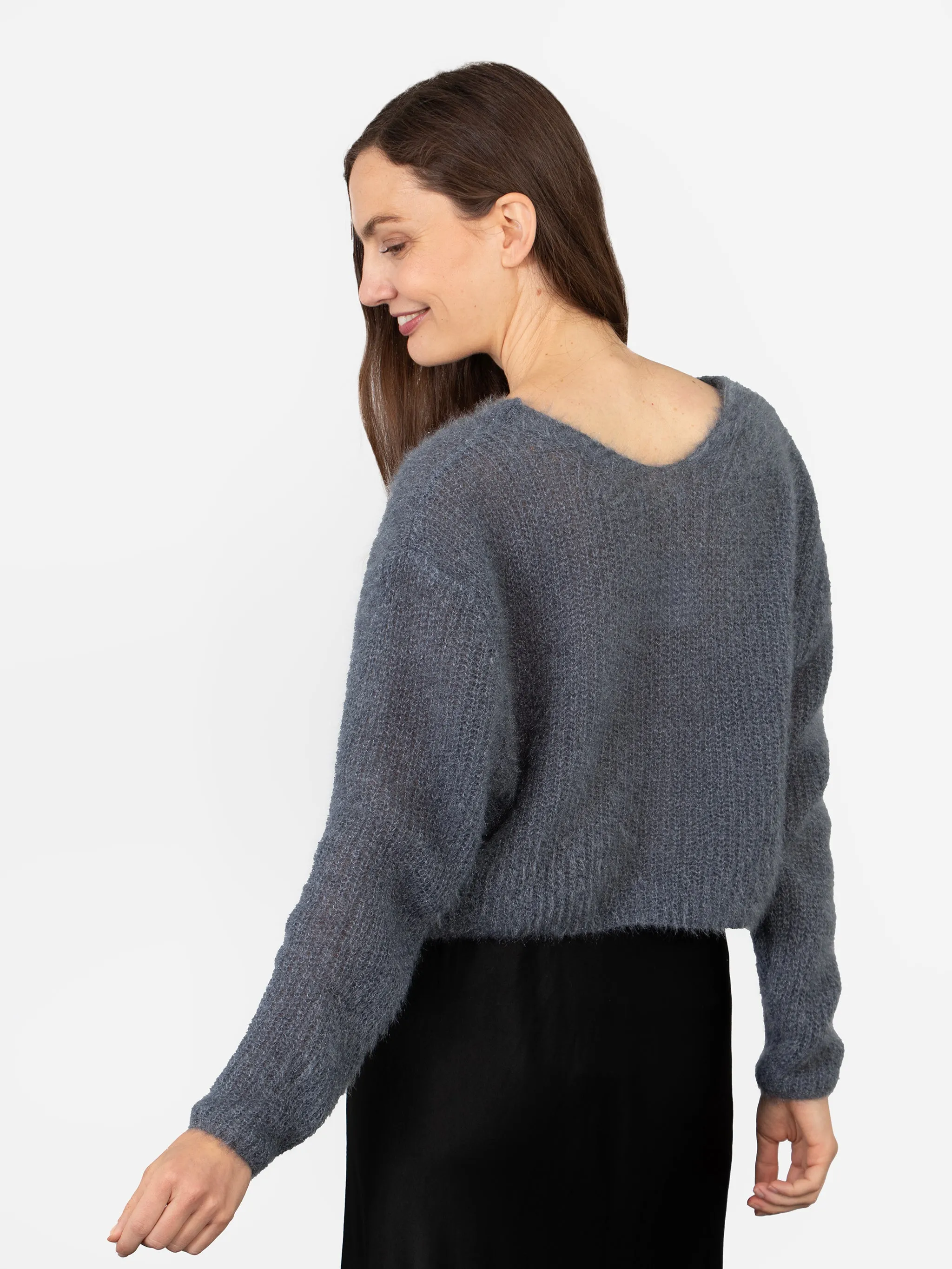 Effy Button Up Cardigan - Dusty Blue