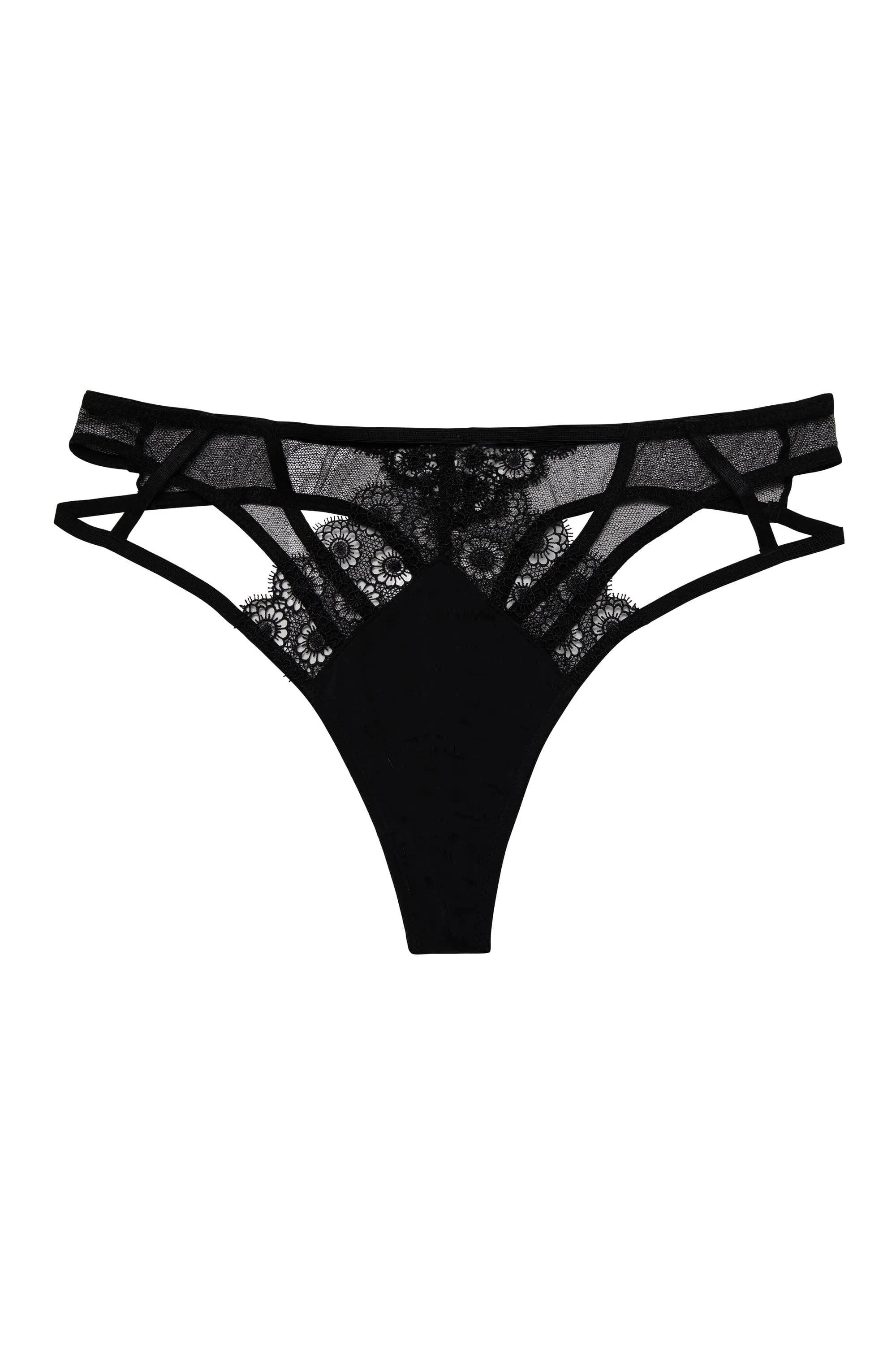 Elva Black High Waist Thong