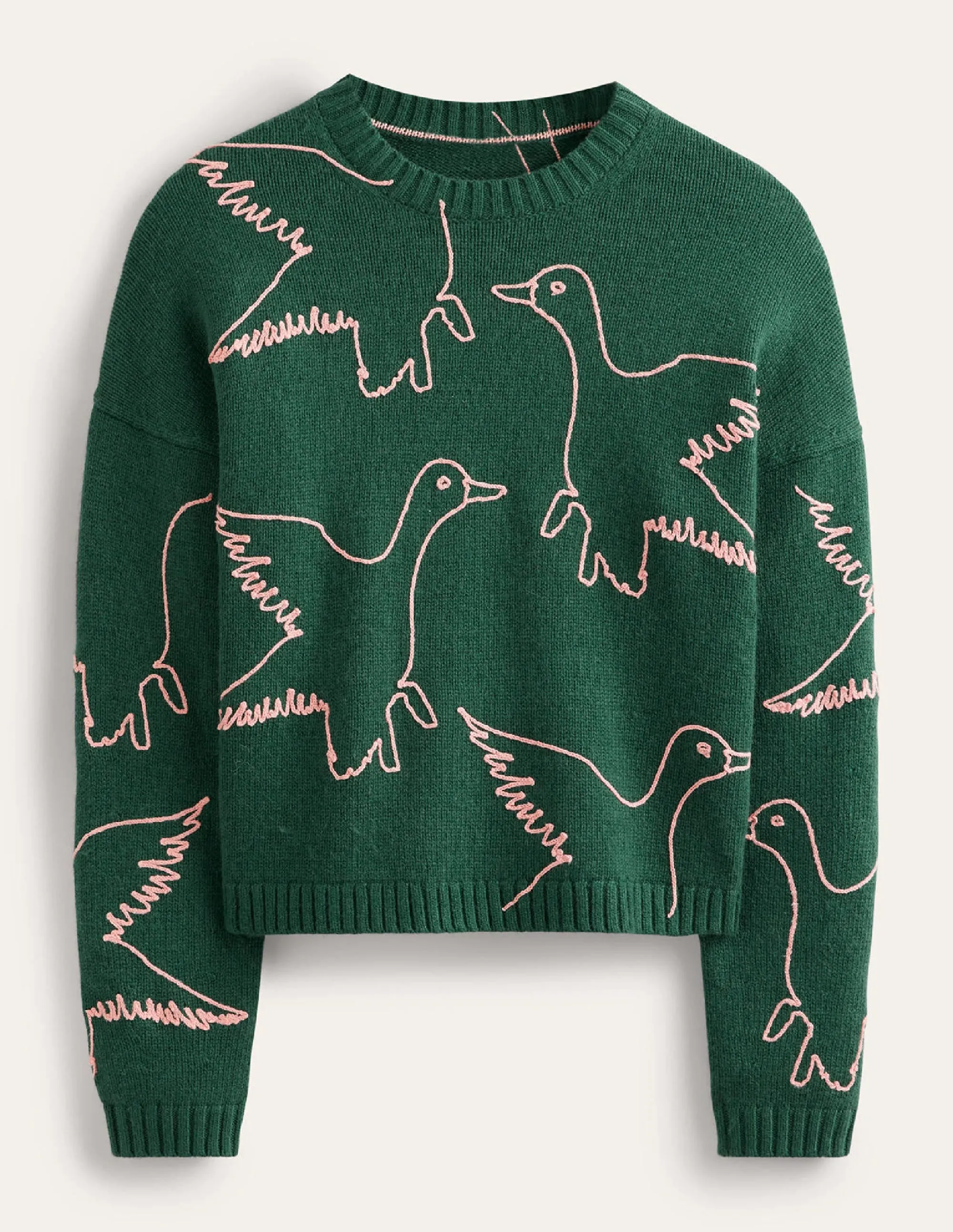 Embroidered-Duck Jumper-Amazon Green
