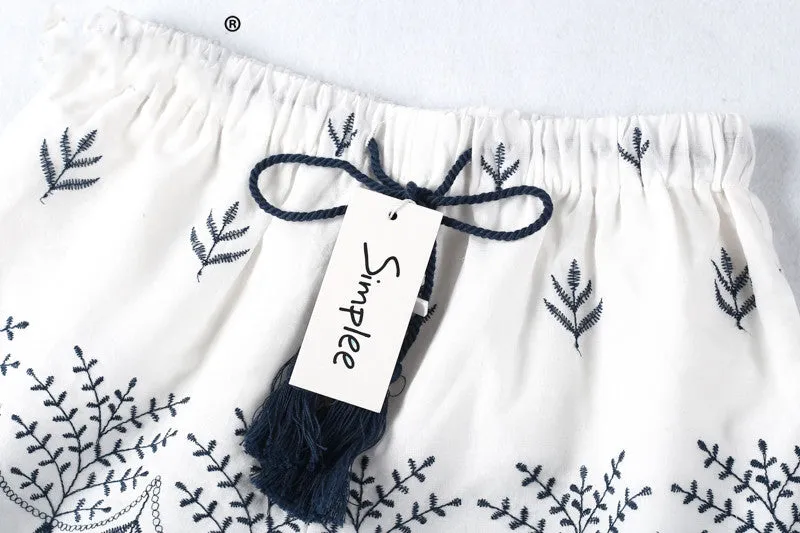 Embroidery High Waist Shorts