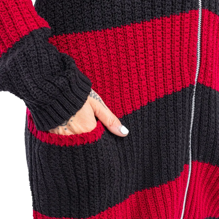 ESTHER CARDIGAN - BLACK/RED