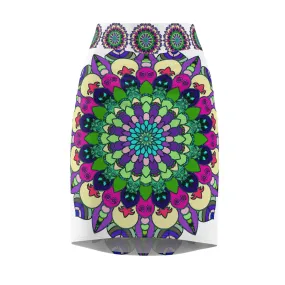 Ethereal Mandala Pencil Skirt - Vibrant Hues