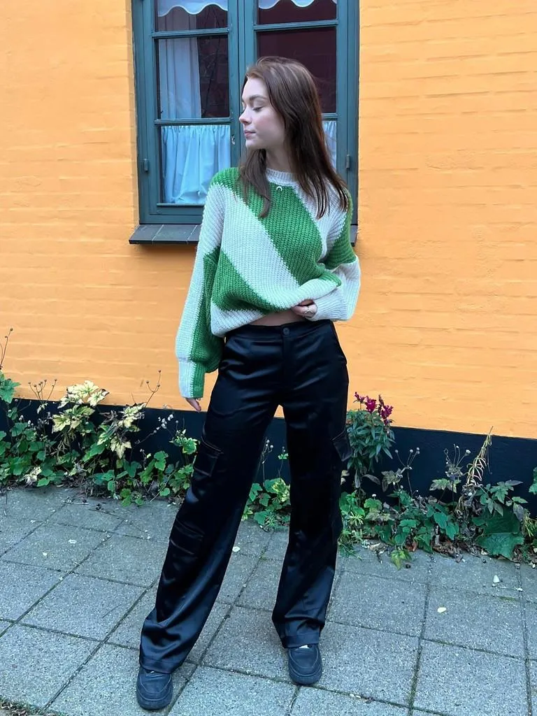 Fauna satin cargo pants - Black