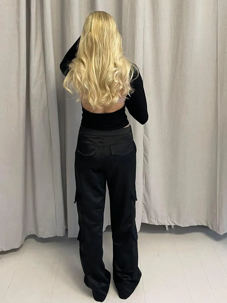 Fauna satin cargo pants - Black