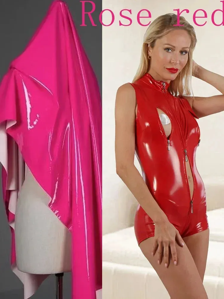Frauen Sexy Offene Brust Zip Schritt Exotische Playsuits Wetlook Patent Leder Bodys Ärmellose Hohl Overalls Nachtclub Tragen