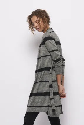 Froks Wrap Jersey Cardigan / Grey & Black stripes