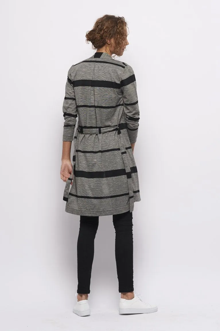 Froks Wrap Jersey Cardigan / Grey & Black stripes