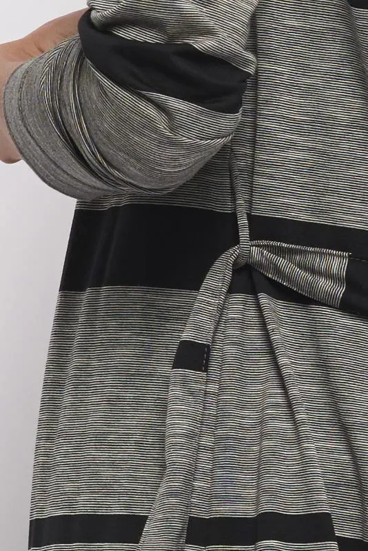Froks Wrap Jersey Cardigan / Grey & Black stripes