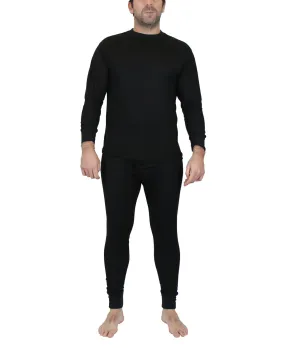 Galaxy By Harvic Mens Thermal 2 Piece Shirt Pants Set Medium Black