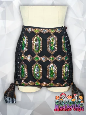 Gemstone Noir Lace Up Sides Mini Pencil Skirt - Made to Order