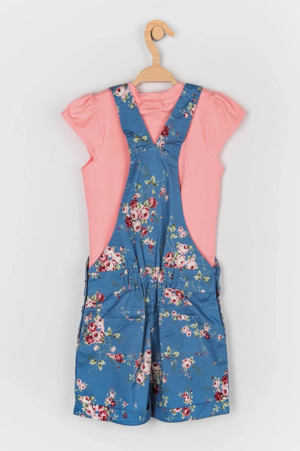 Girls Washed Jumpsuit Top Set 11151