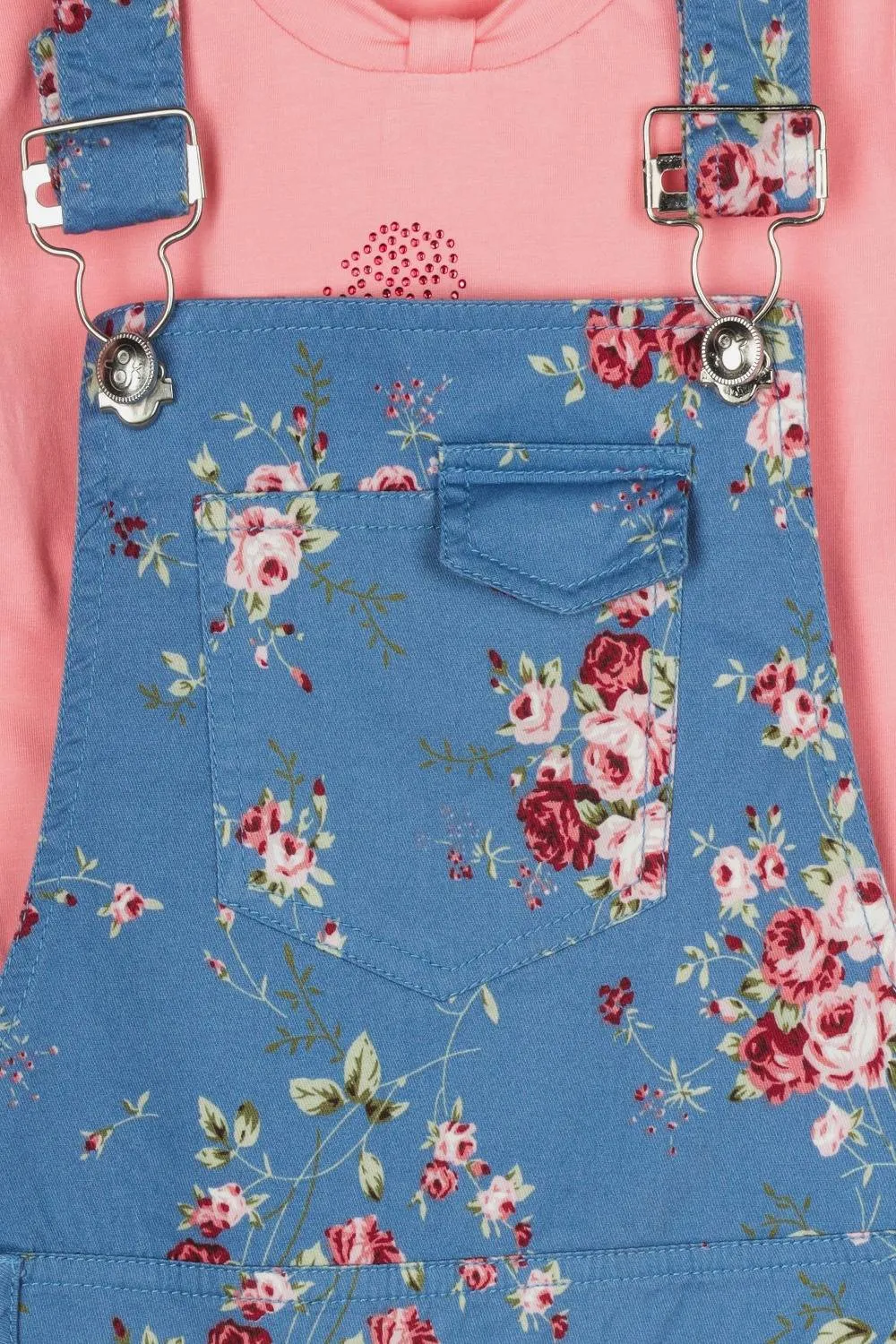 Girls Washed Jumpsuit Top Set 11151