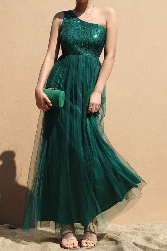 GLAM - O/S SEQUIN TULLE GOWN