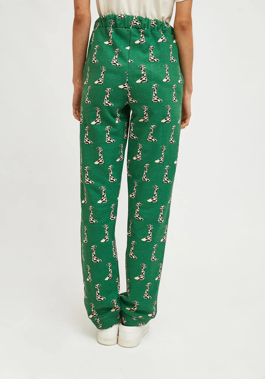 Green Giraffe Print Cotton joggers by Compania Fantastica FA21SEV25