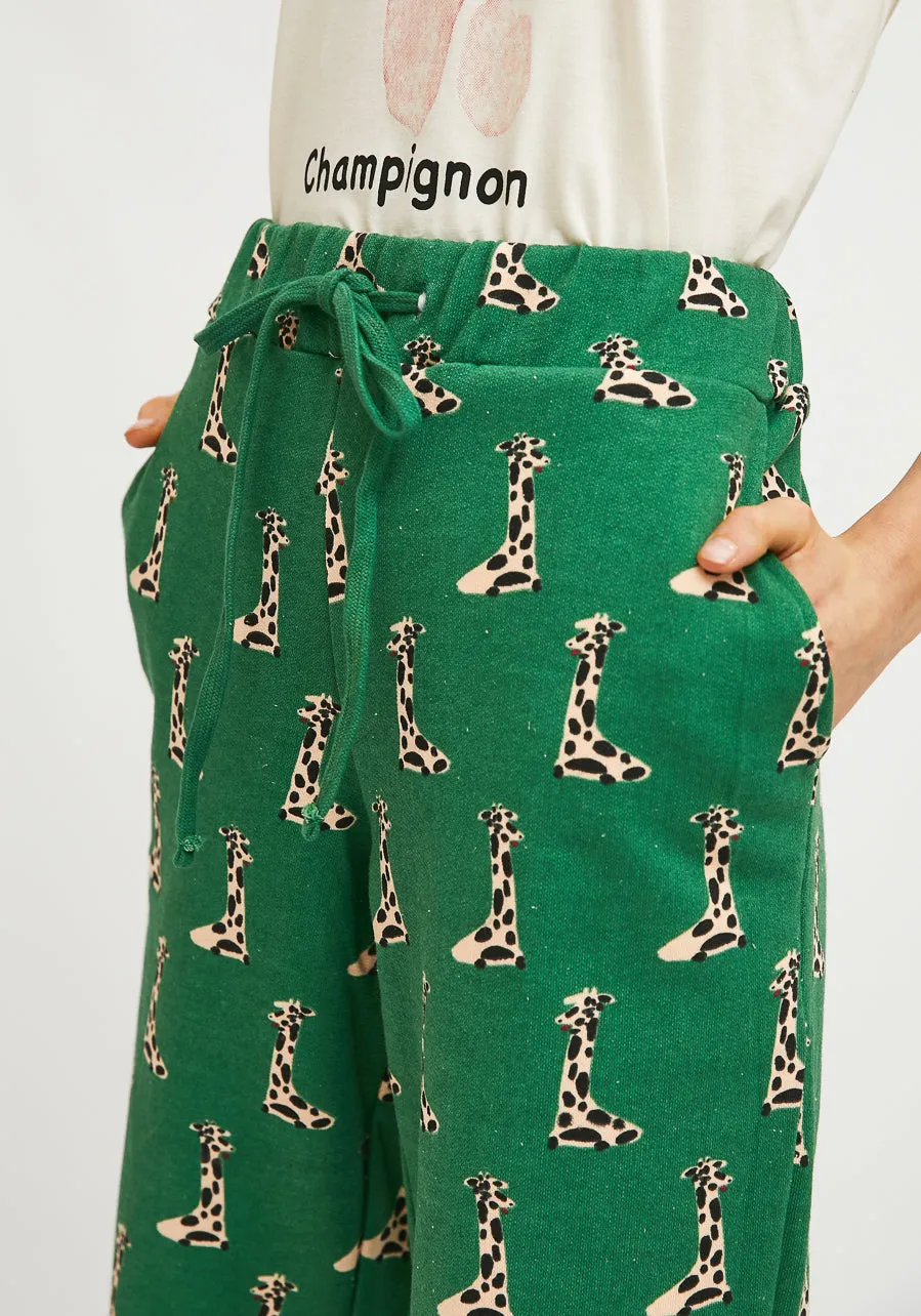 Green Giraffe Print Cotton joggers by Compania Fantastica FA21SEV25