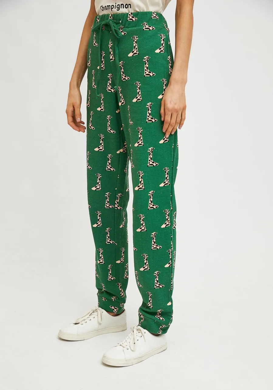 Green Giraffe Print Cotton joggers by Compania Fantastica FA21SEV25