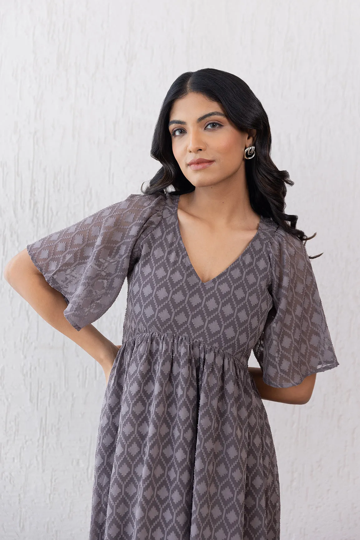 GREY JACQUARD MAXI