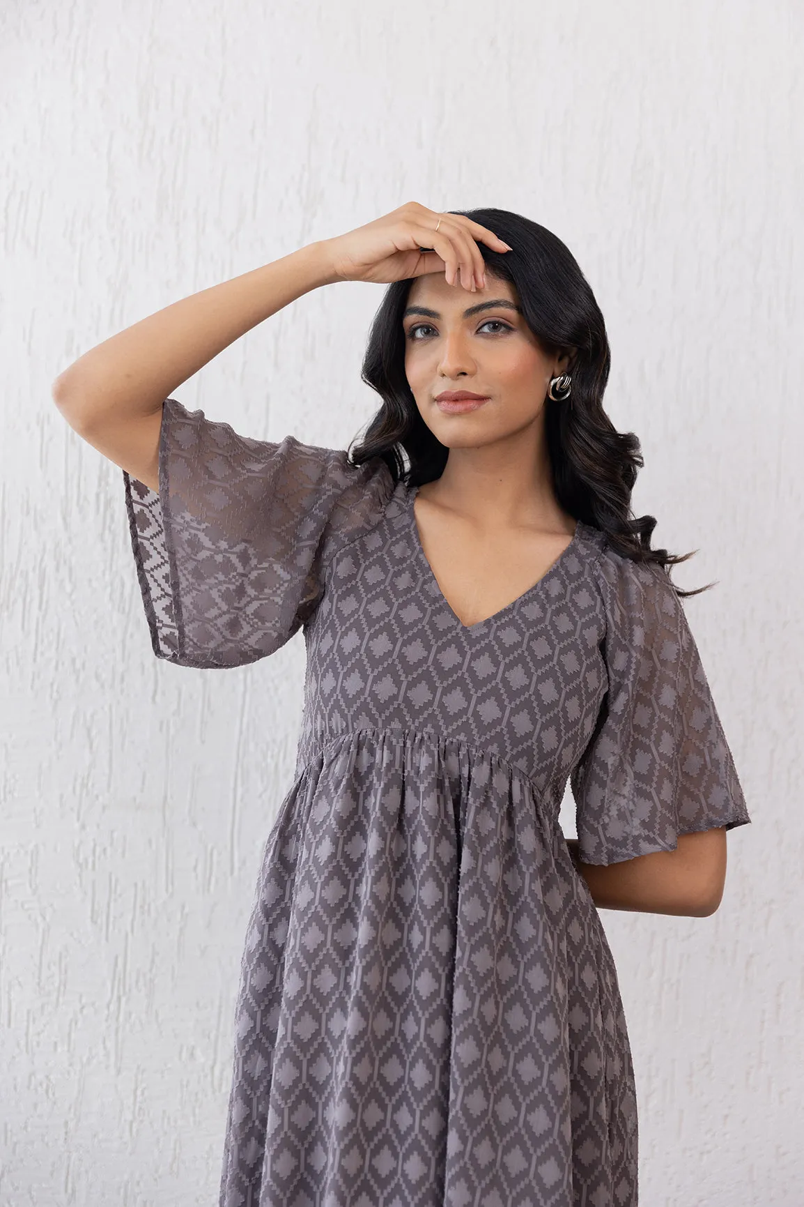 GREY JACQUARD MAXI