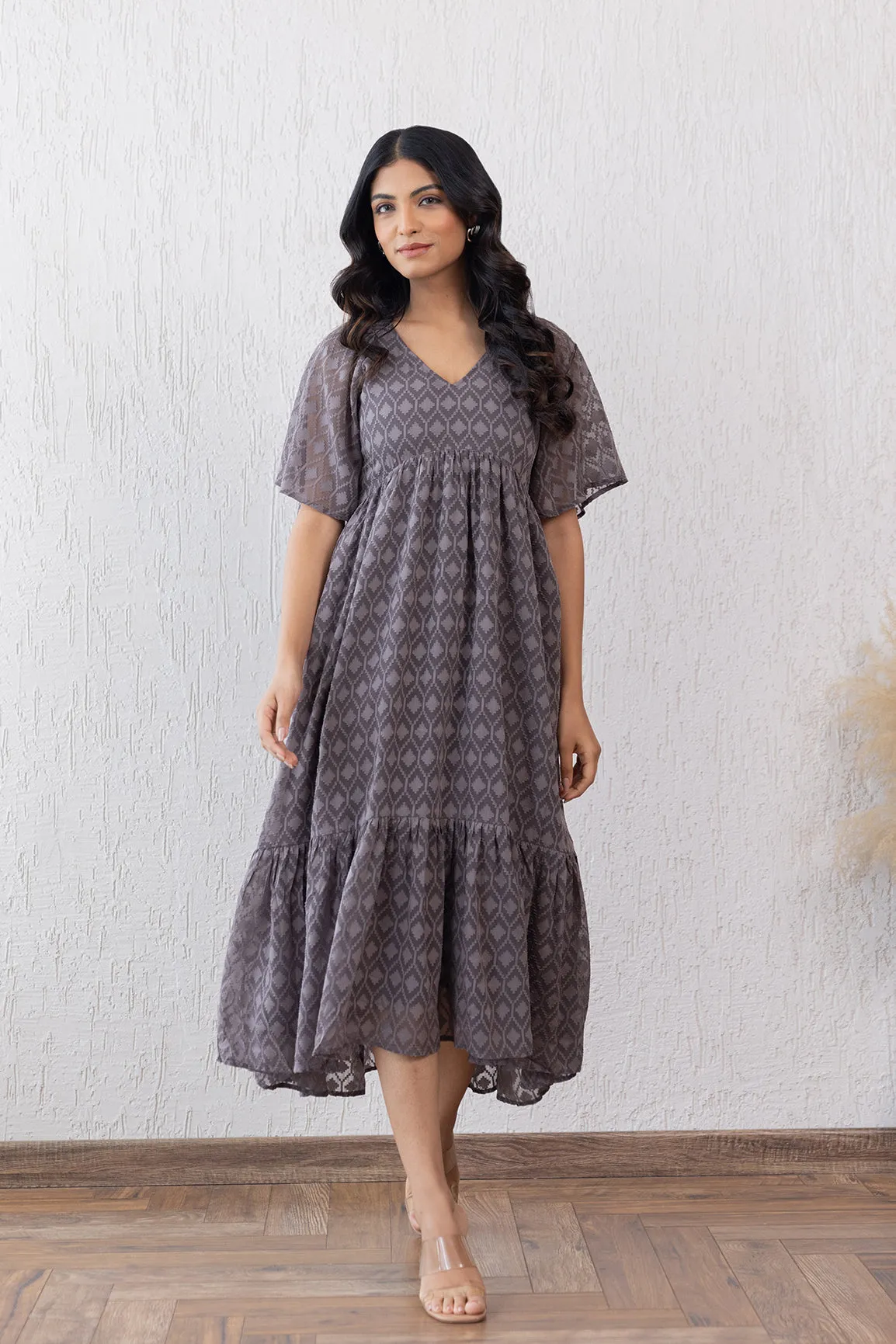 GREY JACQUARD MAXI
