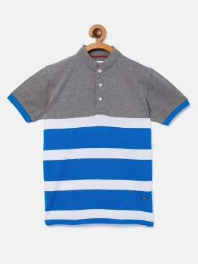Grey Striped Half Sleeves T-Shirt
