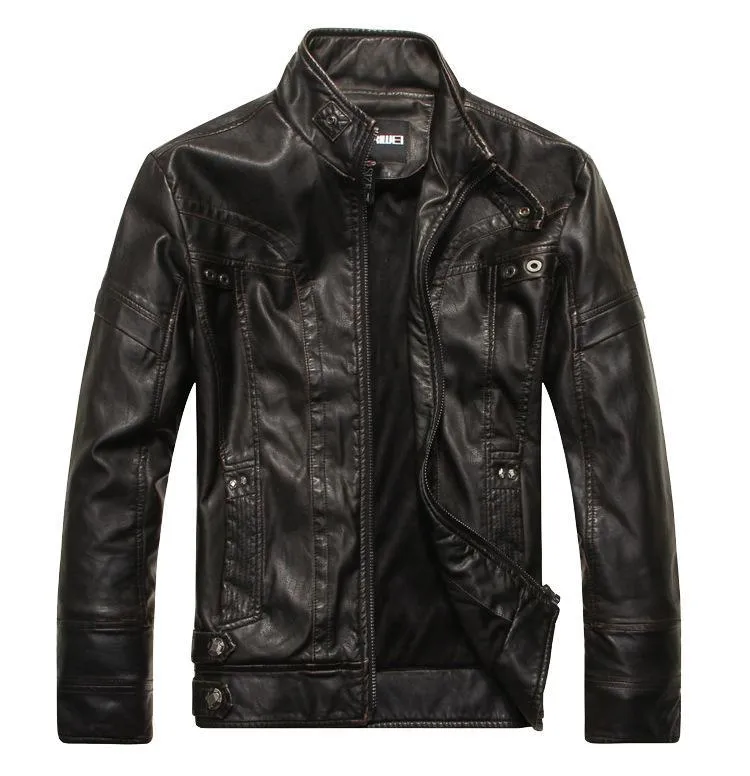 Hanrae Men's Leather Fashion Jacket