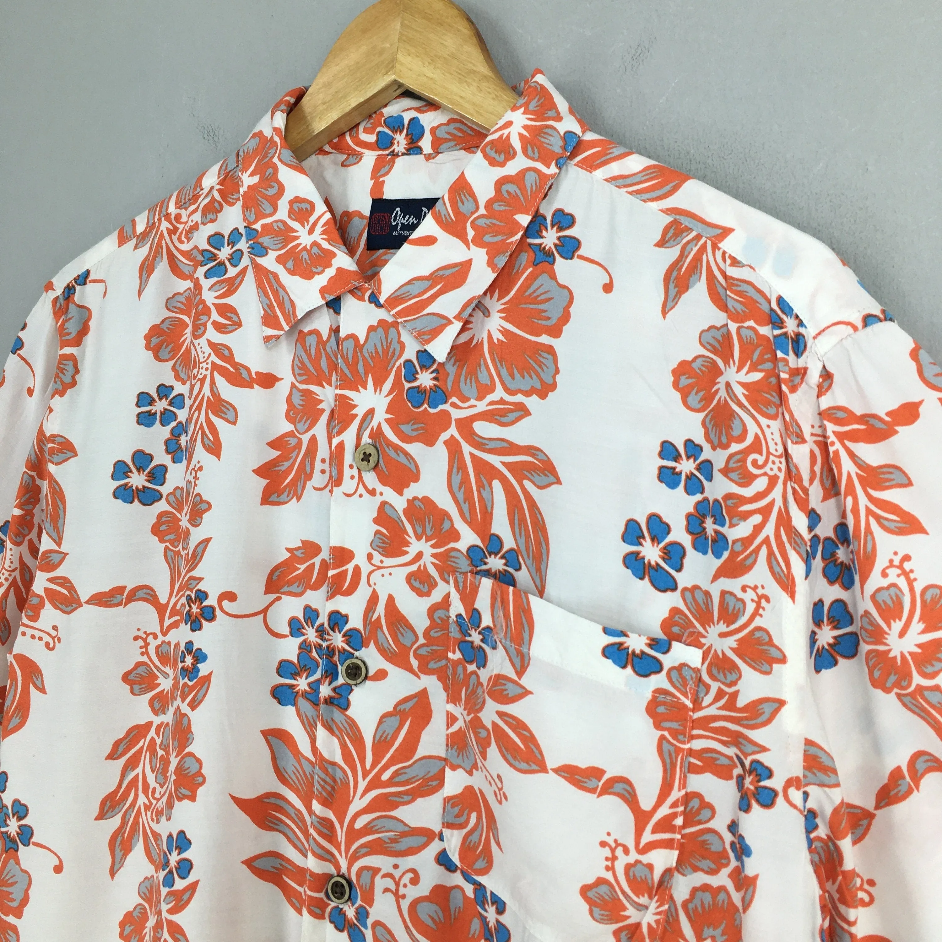 Hawaii Aloha Floral Printed Shirt Large