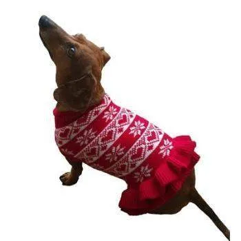 Hearts & Snowflakes Sweater Dog Dress