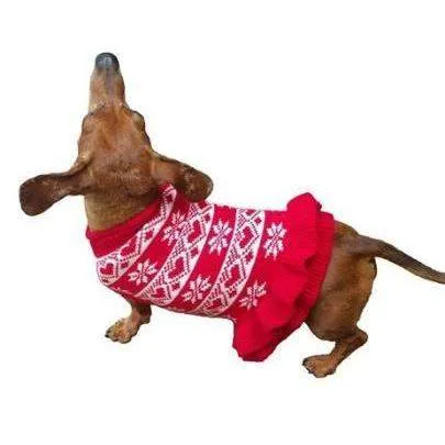 Hearts & Snowflakes Sweater Dog Dress