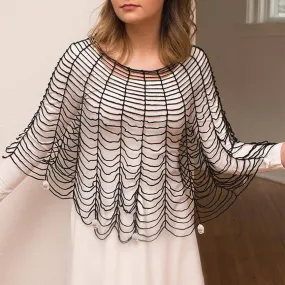 Heritage Lace - Spider Web Halloween 36 in Round Poncho Costume Black