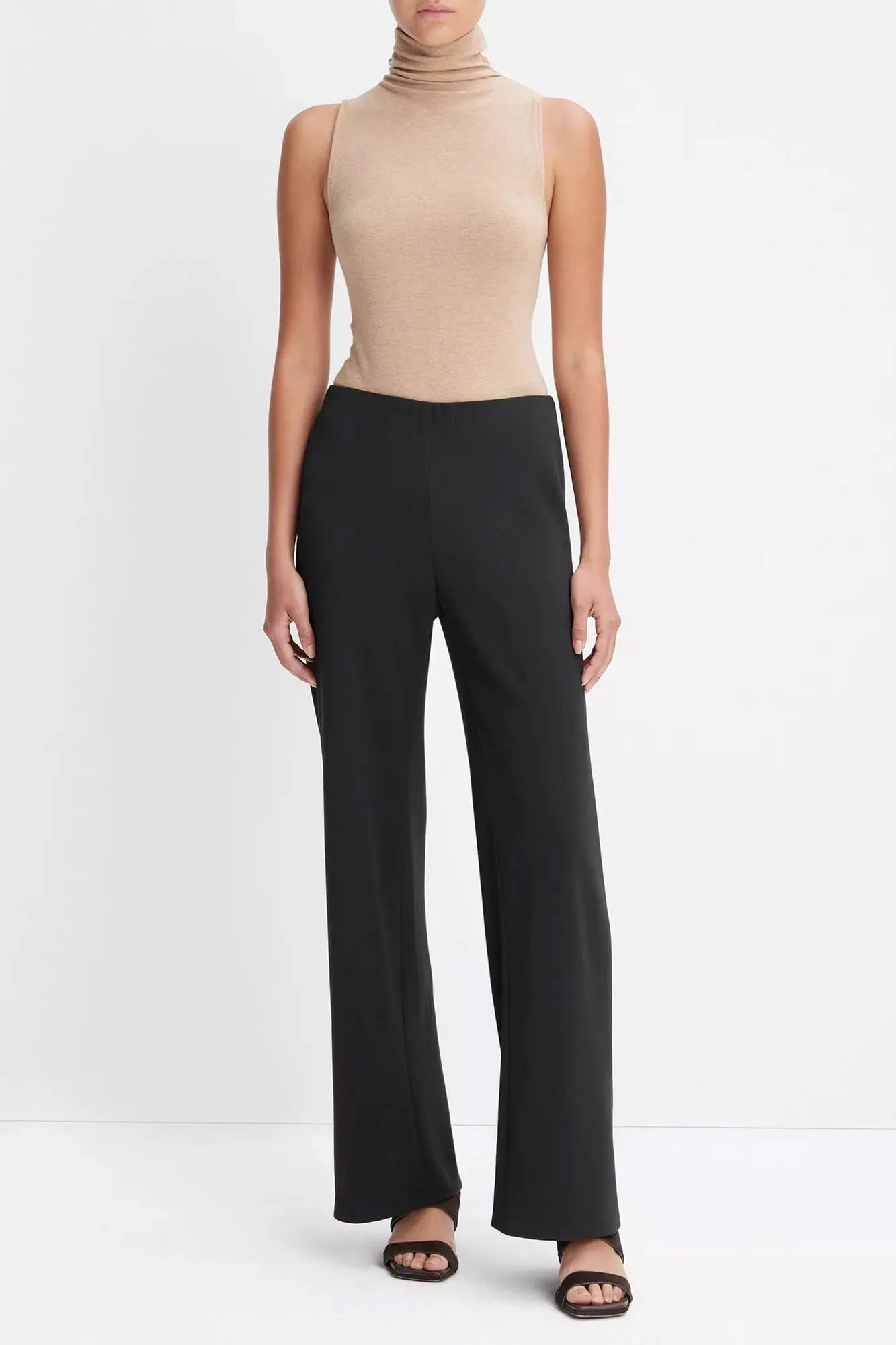 High-Waist Crepe Bias Pant Black
