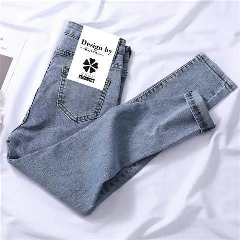 High Waist Denim Pants Women Slim Look Tall Look Fit Summer Stretchable Fitted Black Pants