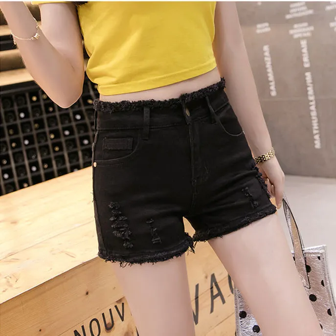 High Waist Denim Pants Women Slim Look Tall Look Fit Summer Stretchable Fitted Black Pants