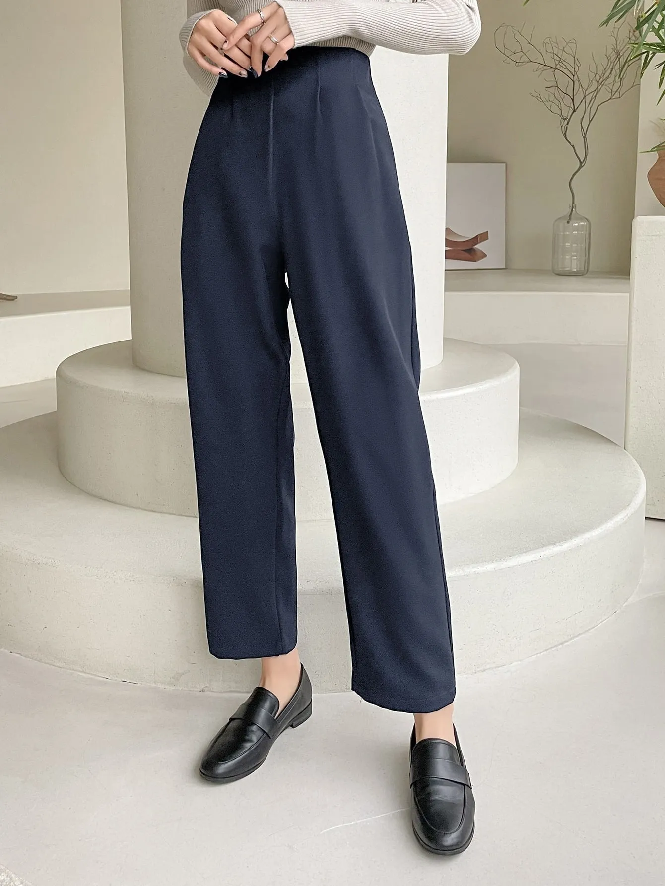 High Waist Plicated Detail Pants(CLEARANCE SALE