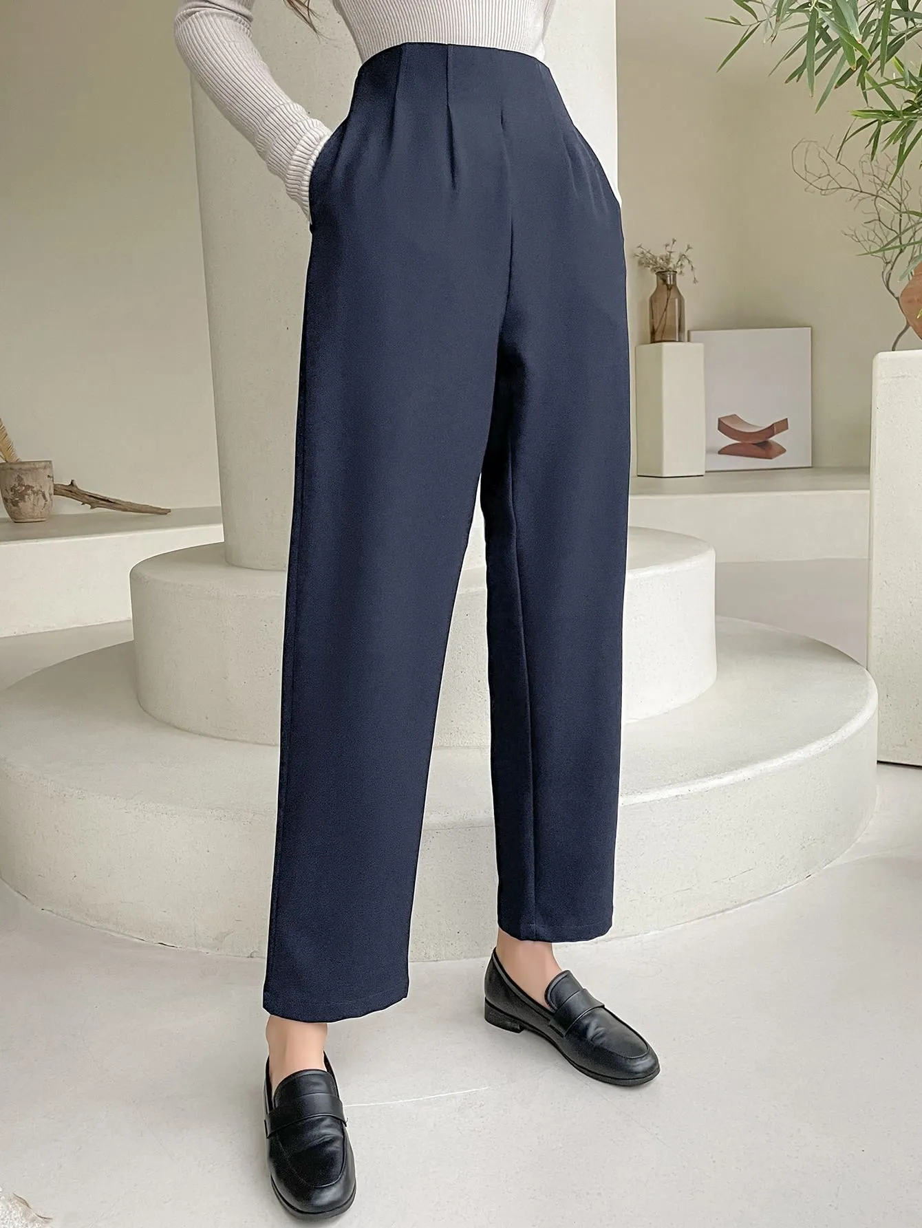 High Waist Plicated Detail Pants(CLEARANCE SALE