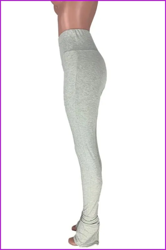 High Waist Pure Color Bottom Skinny Stacked LeggingDE919